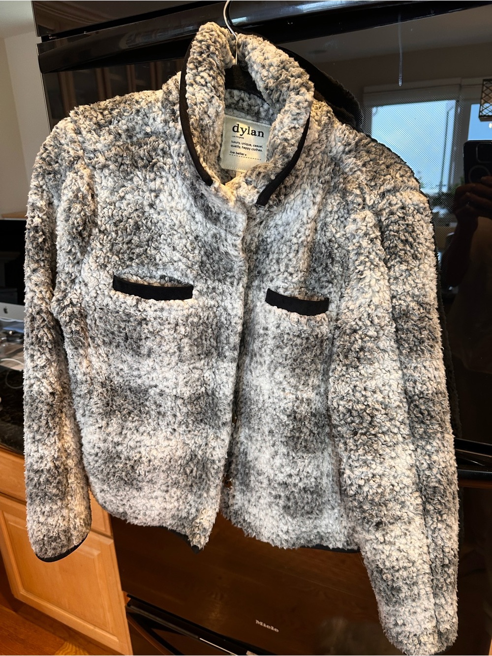 dylan Black and White Teddy Bouclé Jacket